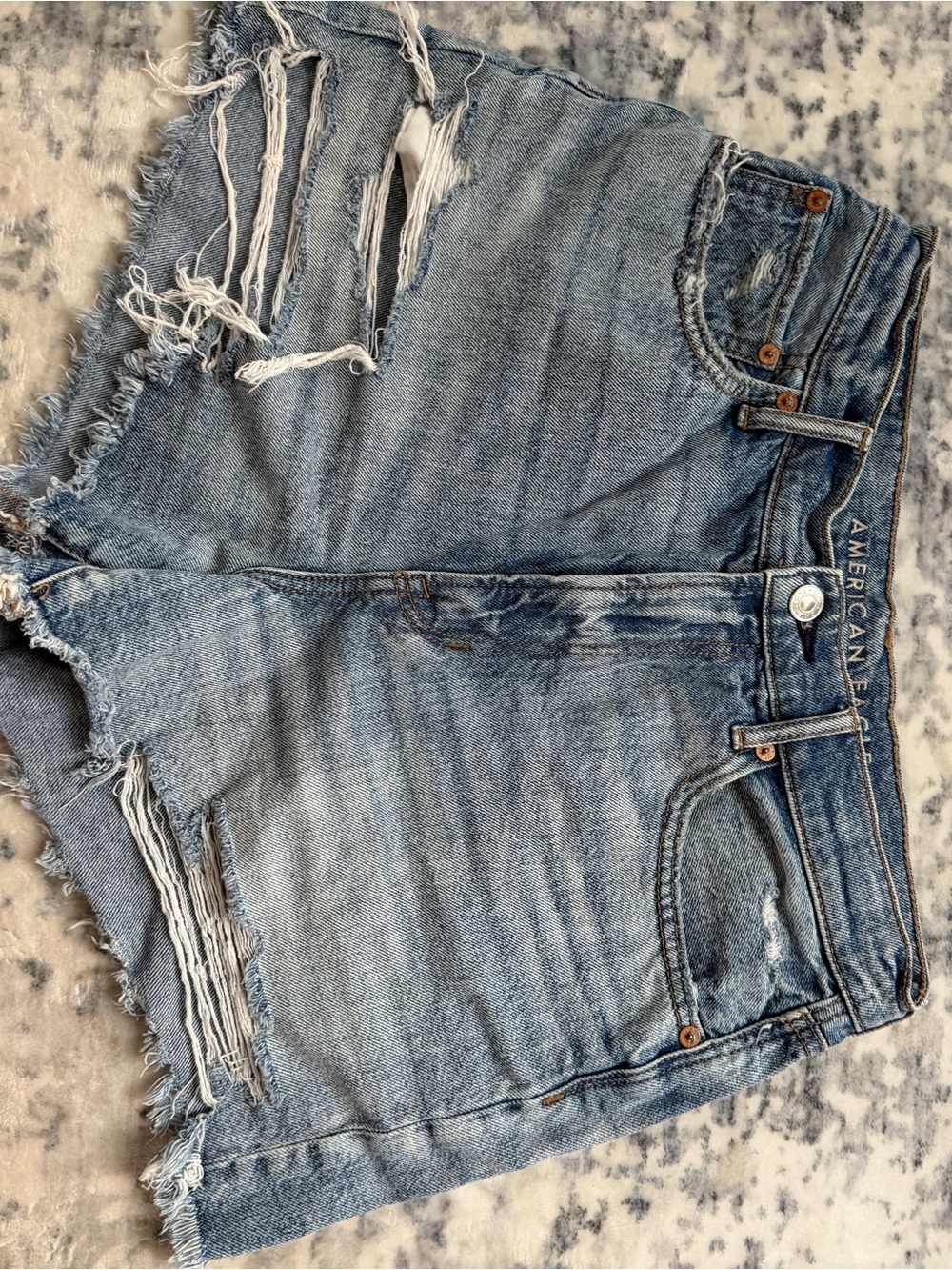 American Eagle Outfitters Light Blue Distressed Denim Cutoff Shorts